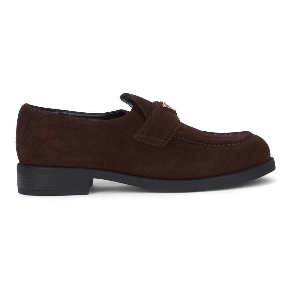 Prada Brown Loafers, Female, 5 Uk, Brushed Leather Loafers