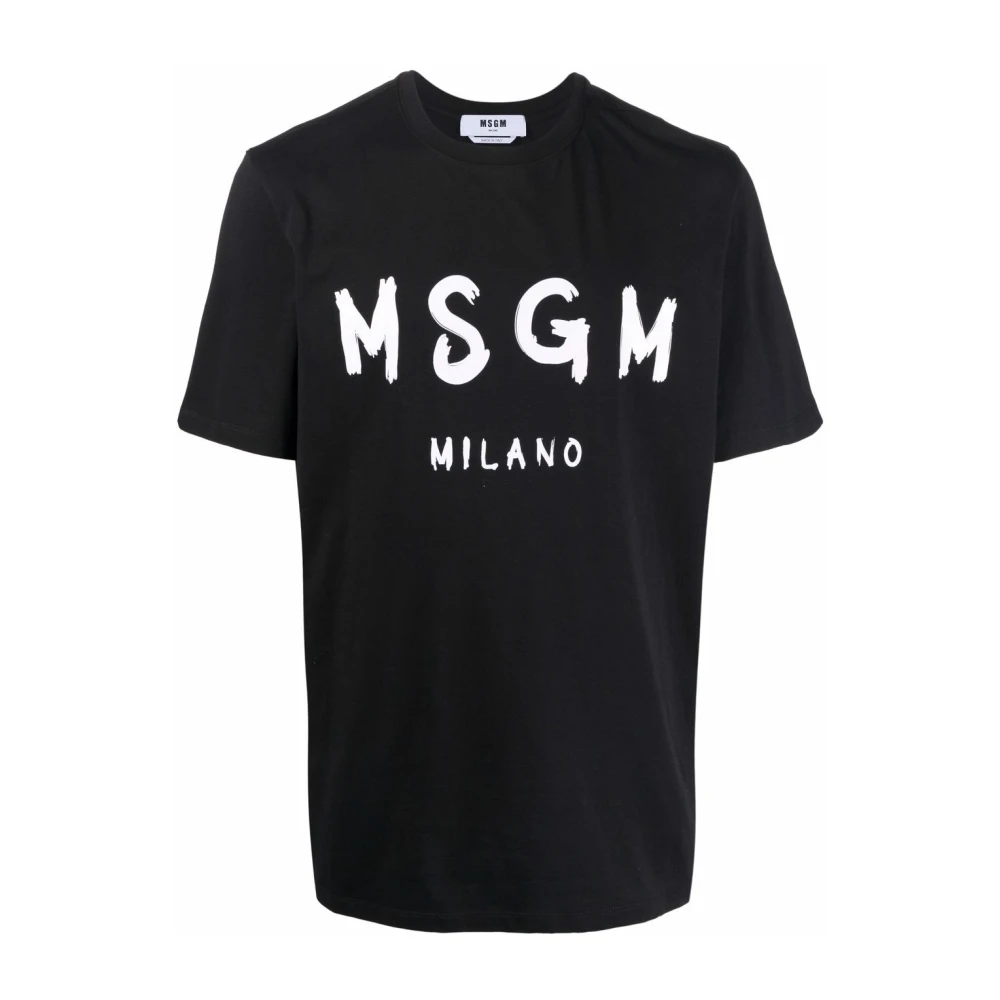 Msgm Logo-print Zwart Katoenen T-shirt Black Heren