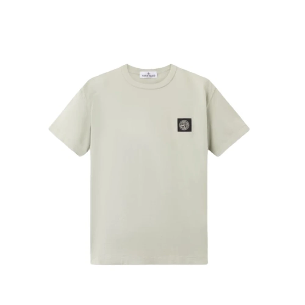 Stone Island Gray Kids Short Sleeve T-Shirts, Male, 12 Y, Logo Patch T-Shirt
