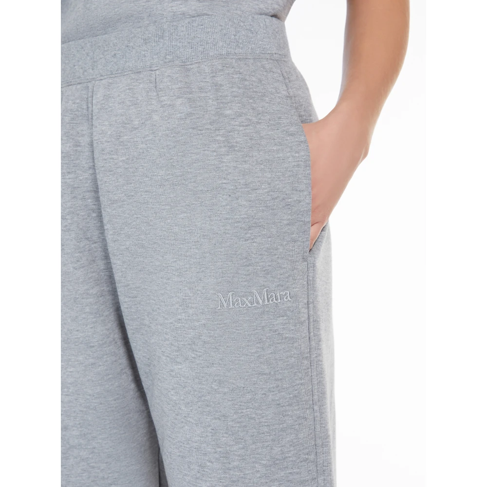 Max Mara Grijze geribbelde joggingbroek met geborduurde details Gray Dames