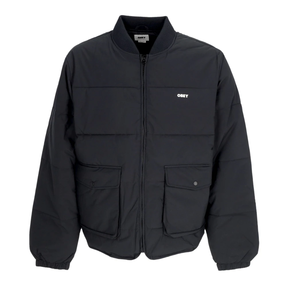 Obey Zwarte Donsjas met Jersey Kraag Black Heren