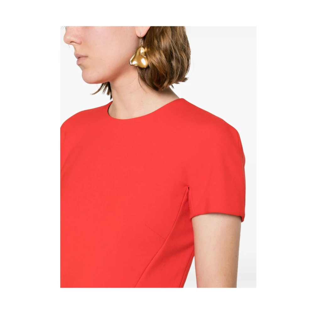 Victoria Beckham Rode Crepe Ronde Hals T-shirt Red Dames