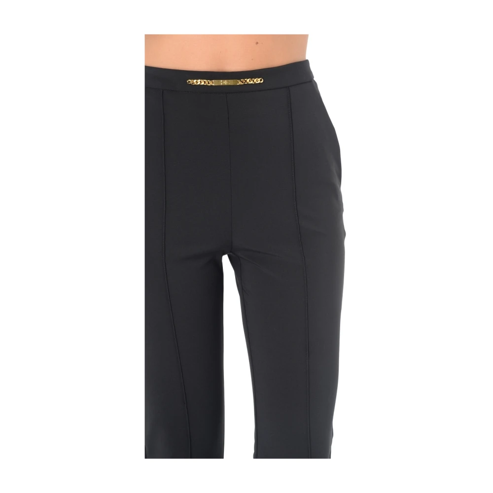 Elisabetta Franchi Zwarte rechte broek van technisch bi-elastische stof Black Dames