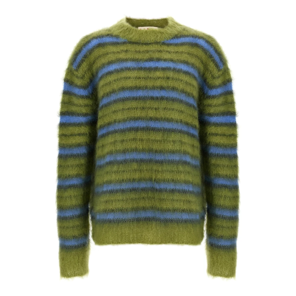 Marni Men's Multicolor Round-Neck Knitwear, M, Striped Mohair Jumper