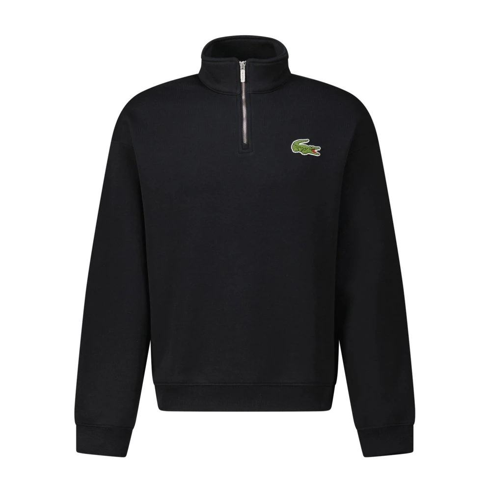 Lacoste Oversized Katoenen Sweatshirt met Rits Black Heren