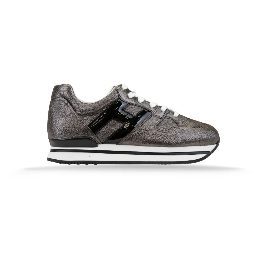 Hogan Leren Vetersneakers voor Dames Dames Schoenen Grijs