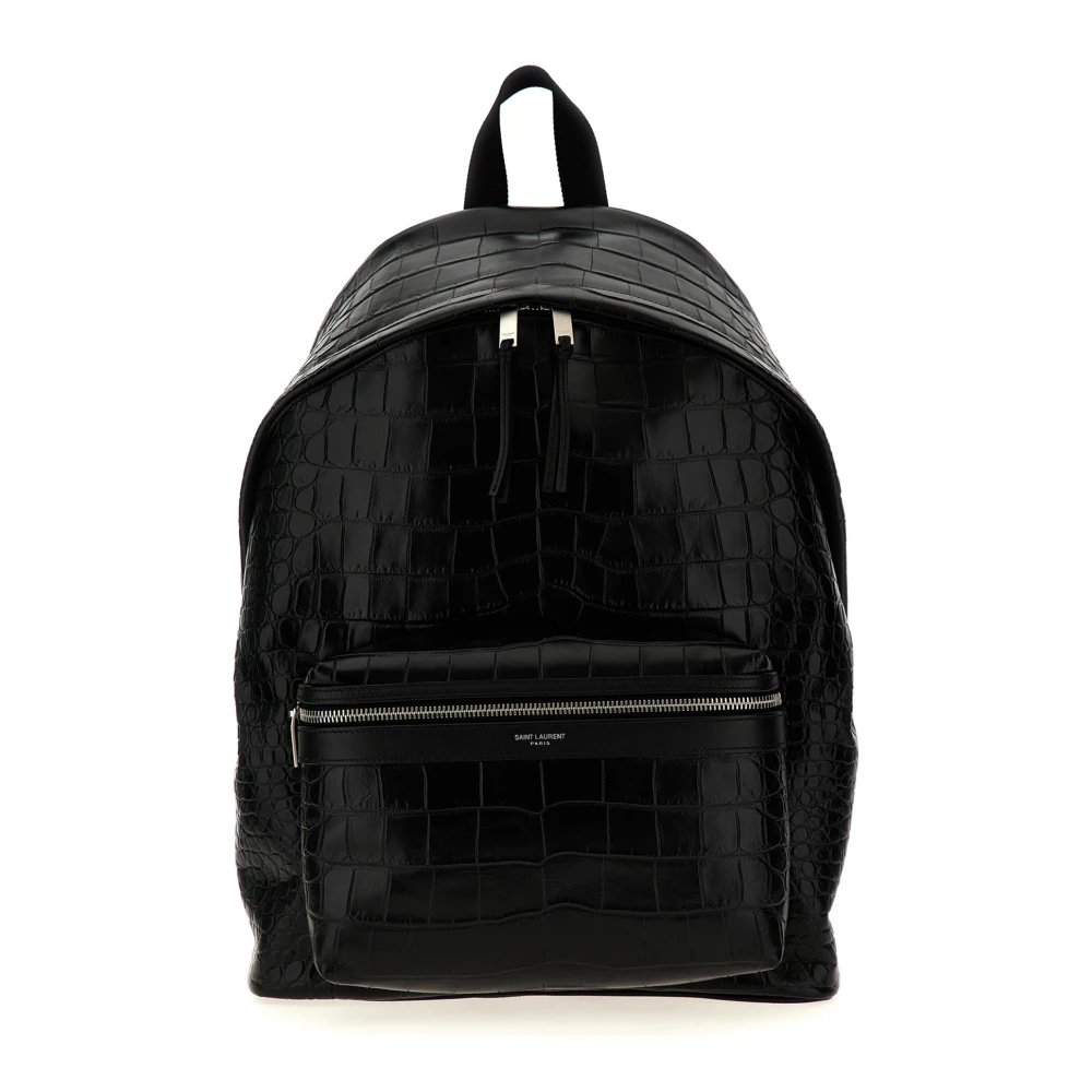 Saint Laurent Zwarte leren schoudertas met rits Black Heren