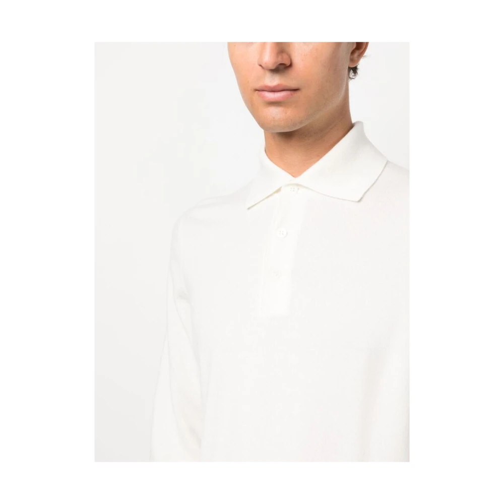 BRUNELLO CUCINELLI Witte Cashmere Gebreide Polo Sweater White Heren