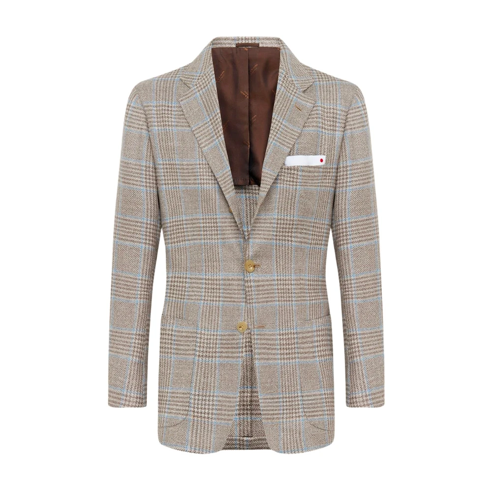 Kiton Handgemaakte Glen Plaid Wollen Blazer Multicolor Heren