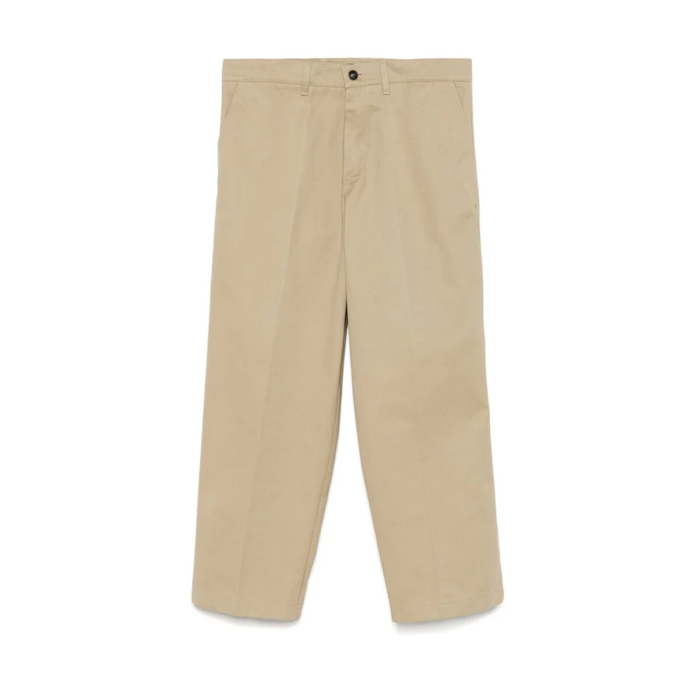 Cruna Beige Katoenen Gabardine Wijde Pijp Broek Beige Heren