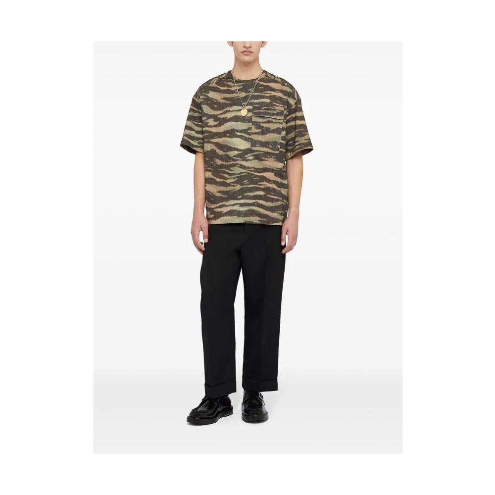 Jil Sander Zebra Print Crew Neck T-shirt Green Heren