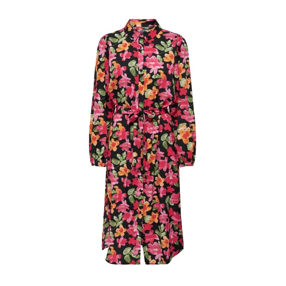 Jacqueline De Yong Women's Black Polyester Midi Dress Spring/Summer Collection