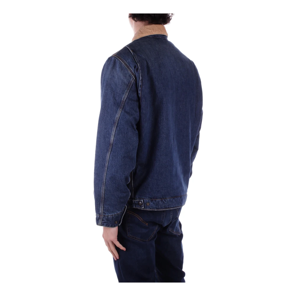 Carhartt WIP Blauwe Jassen met Voorlogo Rits Blue Heren