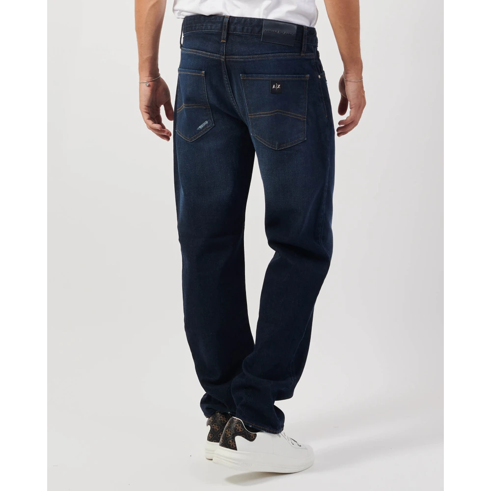 Armani Exchange Blue Denim Jeans met Donkere Wasbeurt Blue Heren
