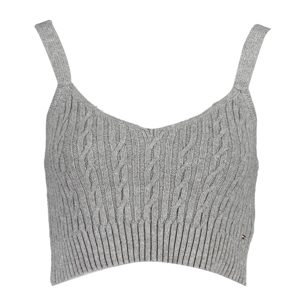 Tommy Hilfiger Women's Gray Cable Knit Crop Top