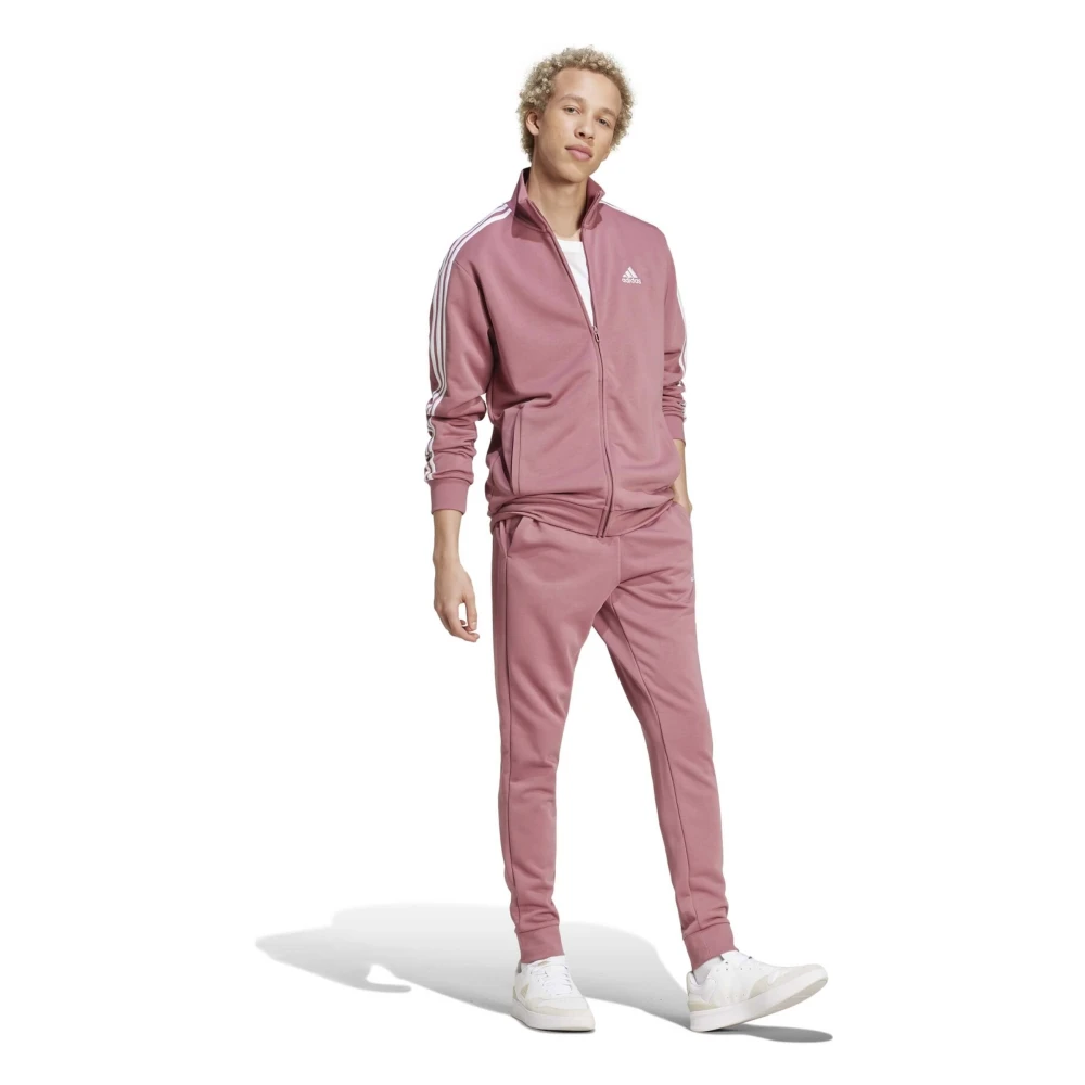 Adidas Basic 3-Stripes French Terry Tracksuit Pink Heren