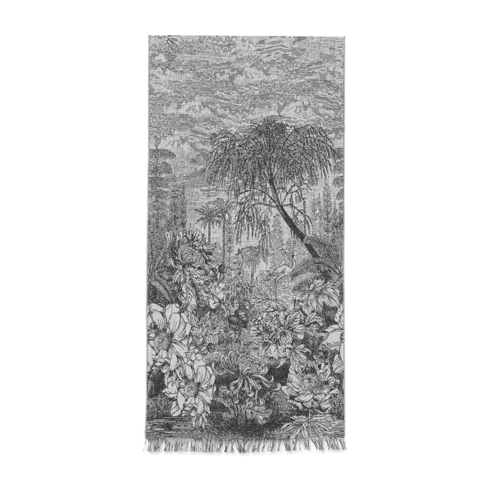RIANI Botanische Sjaal met Print en Franjes Gray Dames