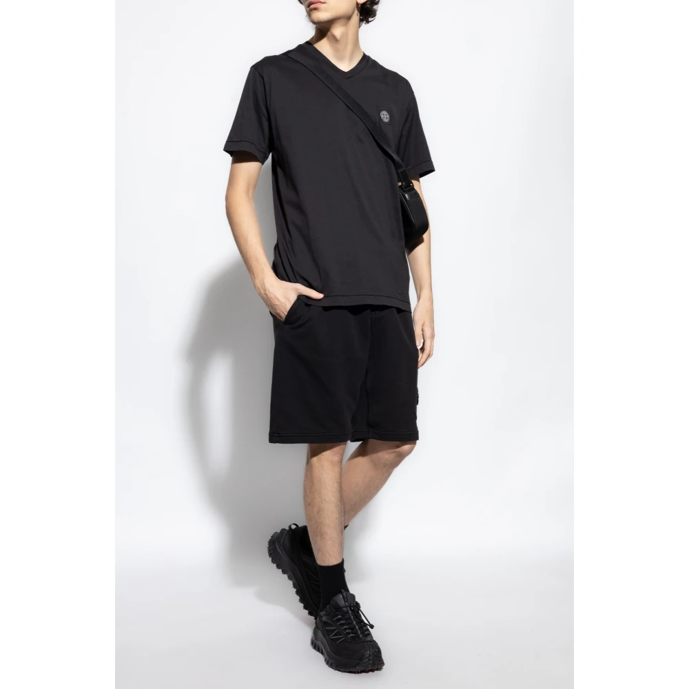 Stone Island V-hals T-shirt Black Heren