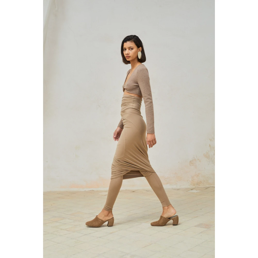 Cortana Hoge taille stretch leggings in cacao Brown Dames
