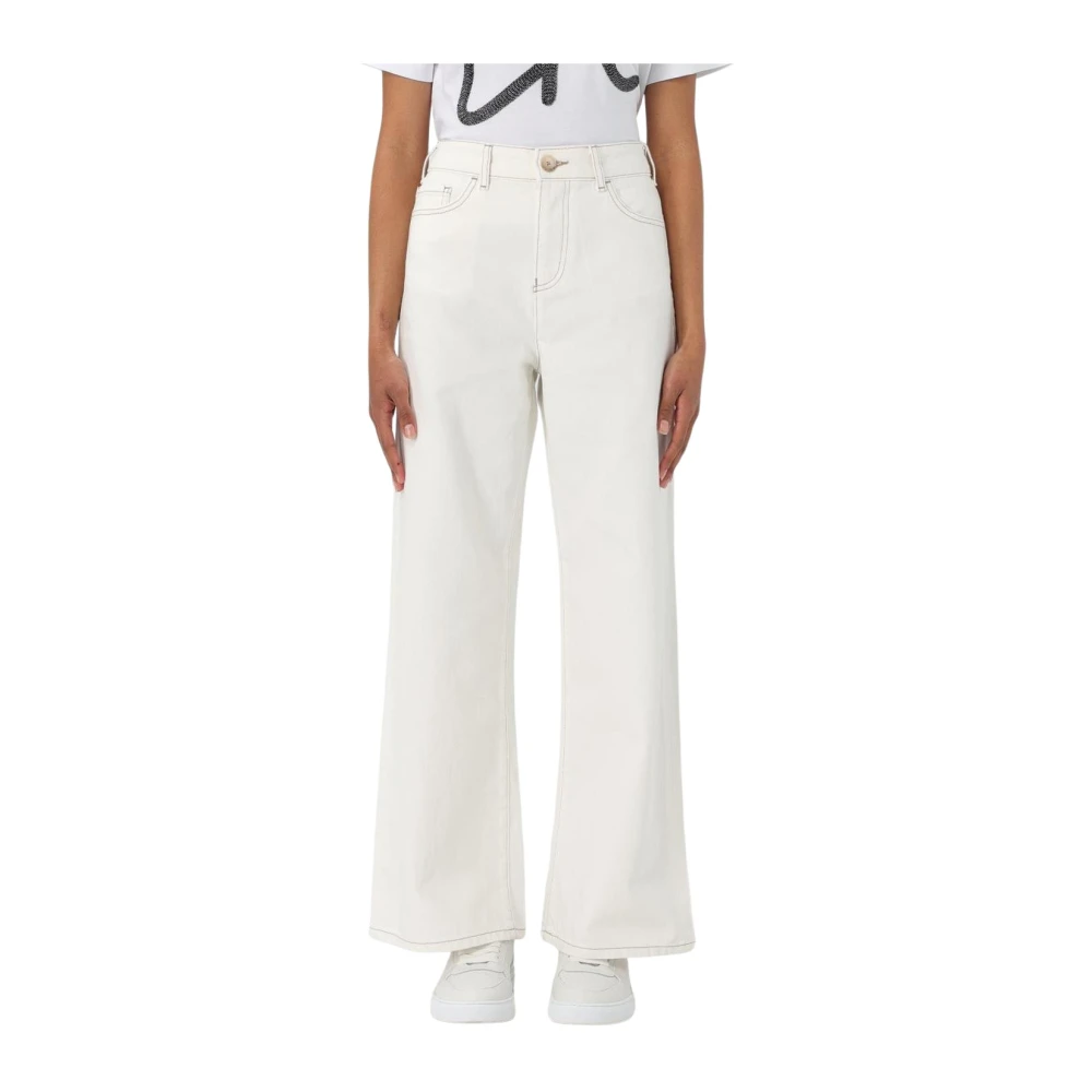 Emporio Armani Women's White Stylish Wide Leg Jeans