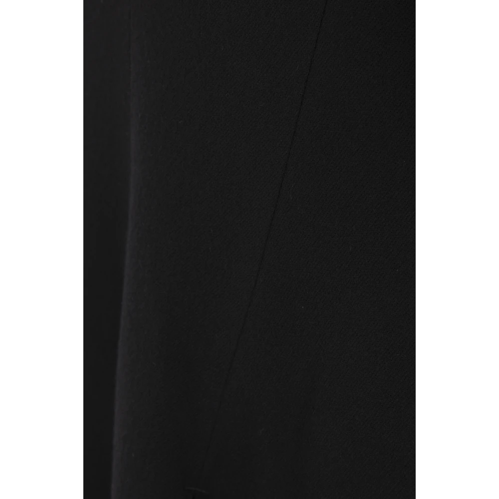 Yohji Yamamoto Zwarte Wollen Flanellen Overlappende Jas Black Dames