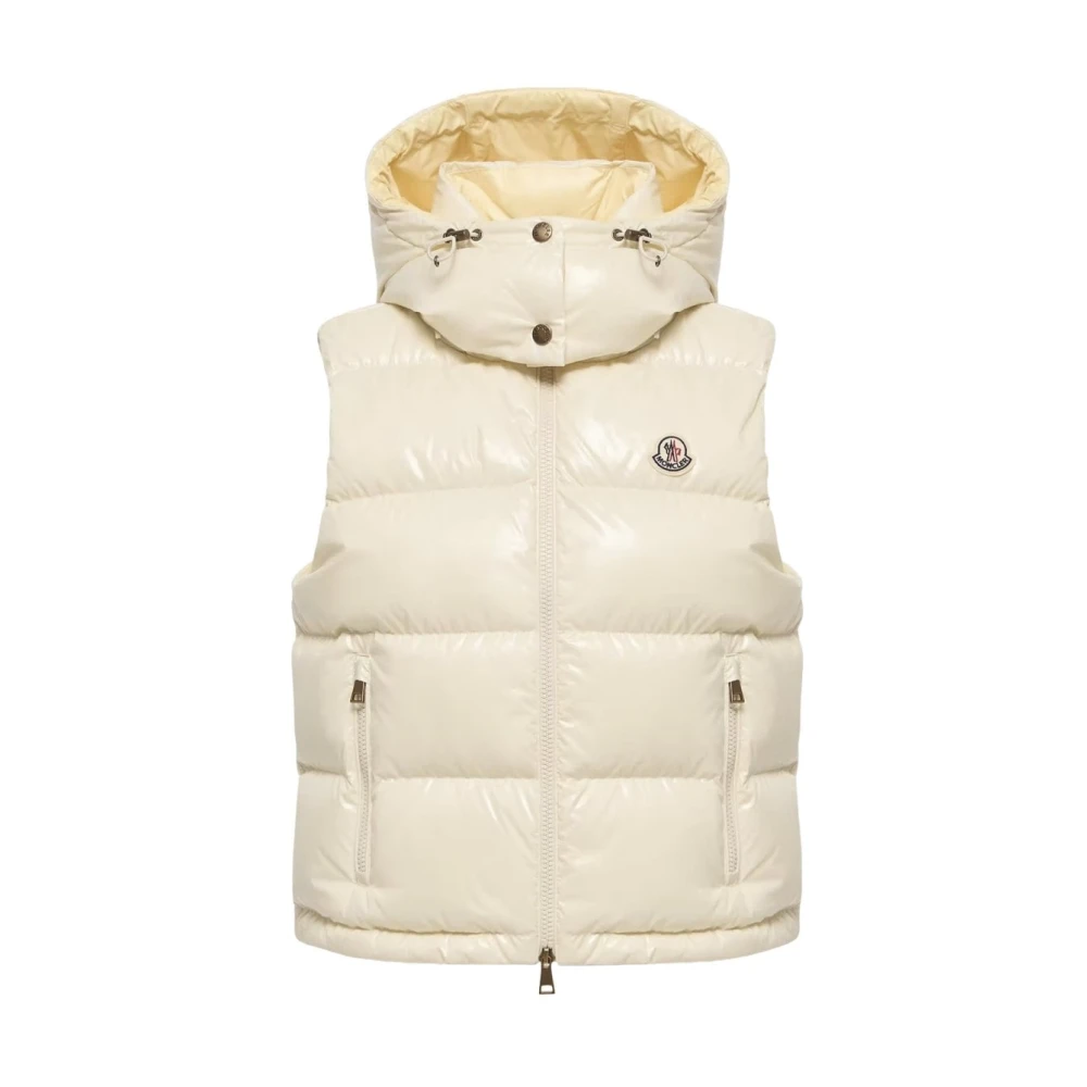 Moncler White Waistcoats, Female, M, Niverolle Short Down Gilet