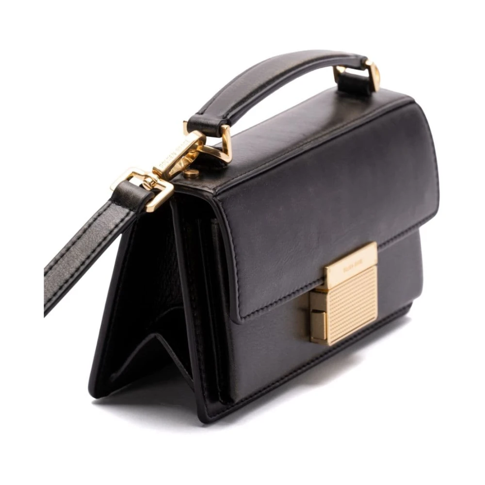 Golden Goose Zwarte leren schoudertas met goudkleurige hardware Black Dames