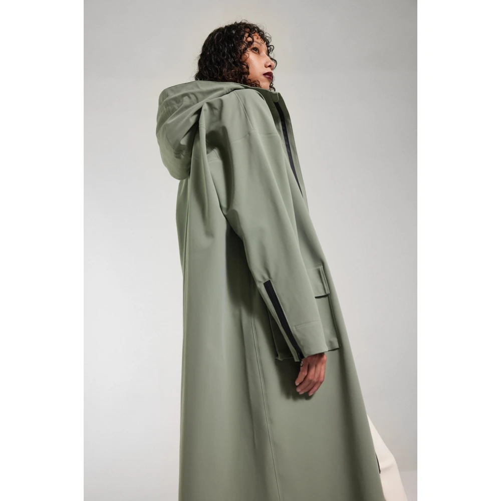 Stutterheim Matte Lange Regenjas met Aqua Guard Rits Green Dames