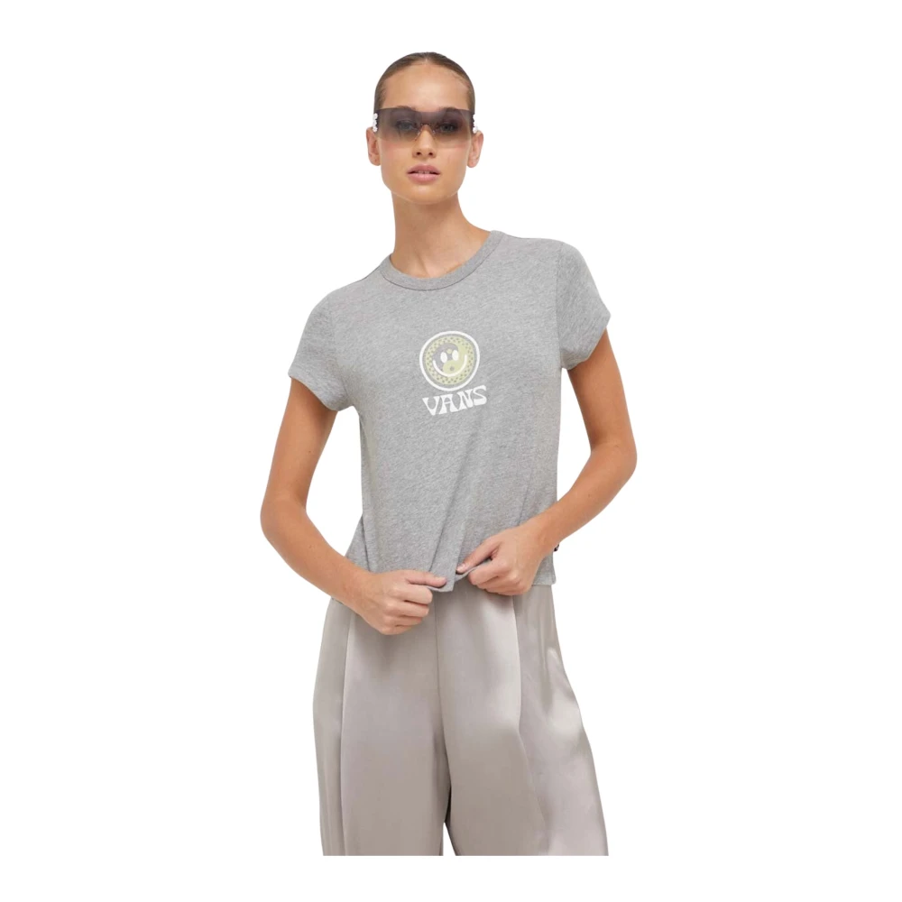 Vans Katoenen T-shirt Grijs Print Korte Mouw Gray Dames