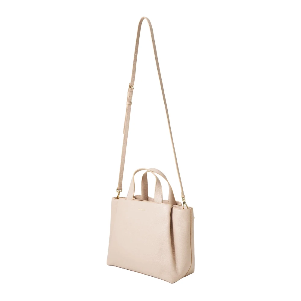Coccinelle Leren schoudertas met logoprint Beige Dames