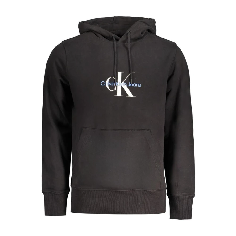 Calvin Klein Men's Black Hoodies,, Hooded Cotton Sweatshirt Logo Print 2XL