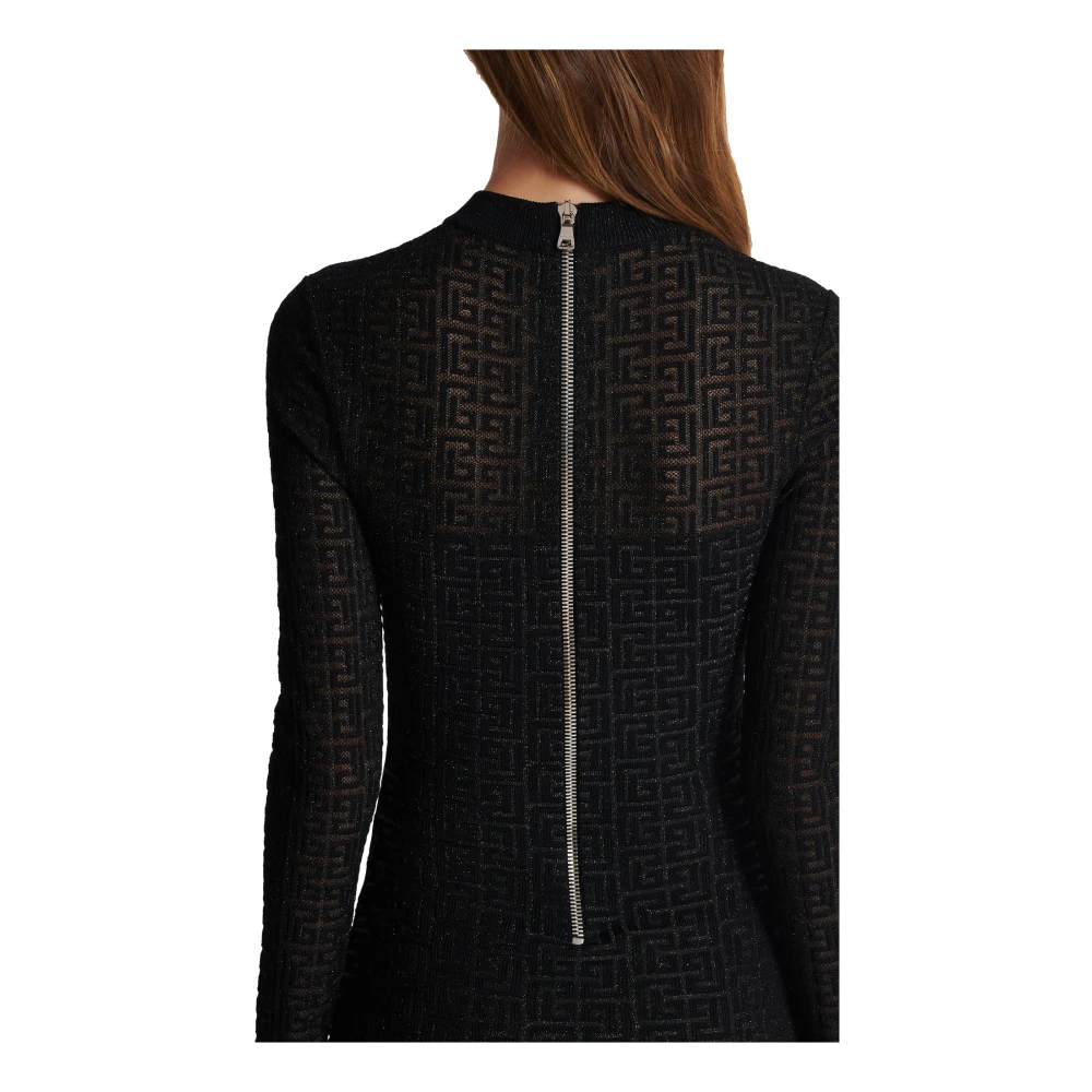 Balmain PB Labyrinth gebreide jurk Black Dames