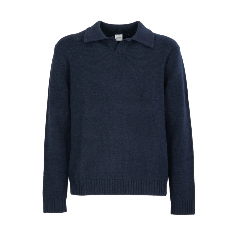 Aspesi Blauwe Wollen Polotrui Blue Heren