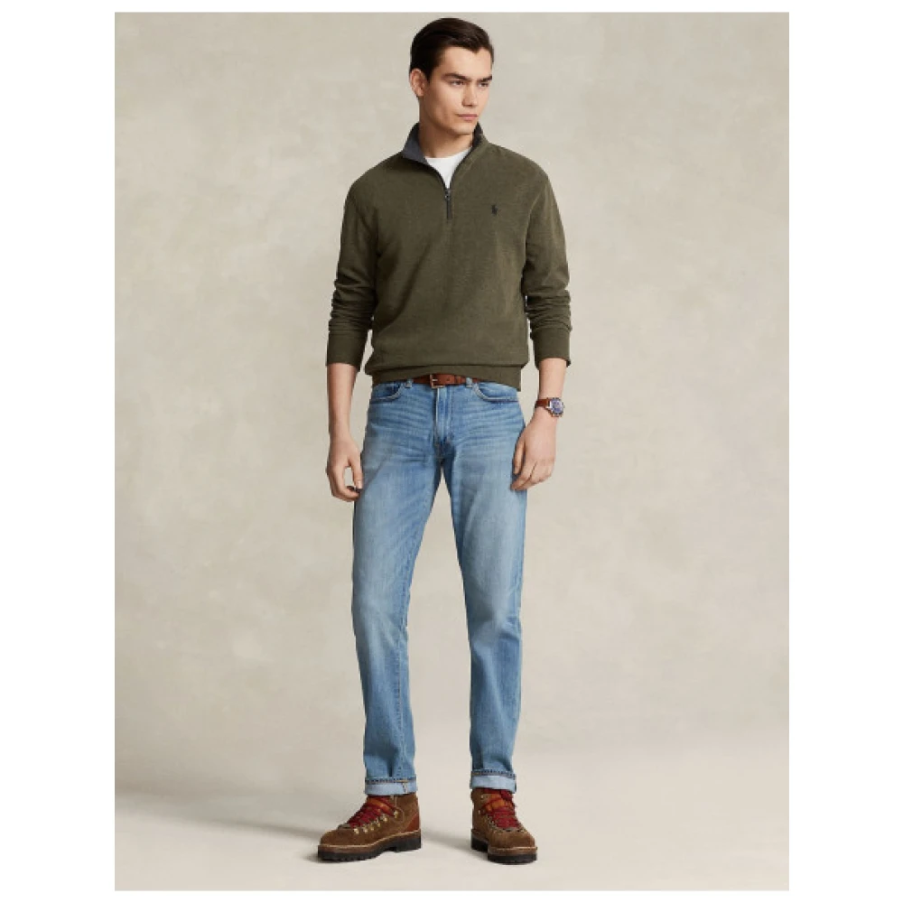 Polo Ralph Lauren Casual Chic Halve Rits Katoenmix Trui Green Heren