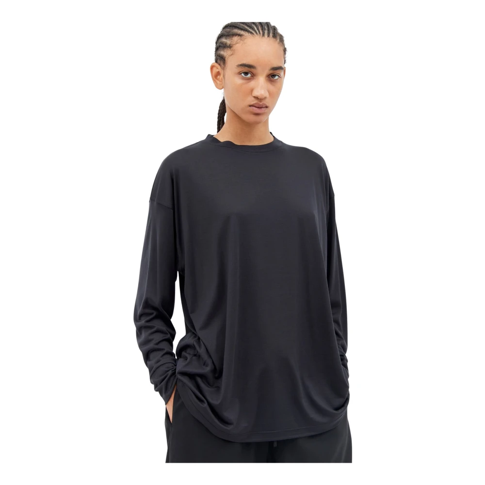 The Row Zijden Jersey Crewneck T-shirt Black Dames