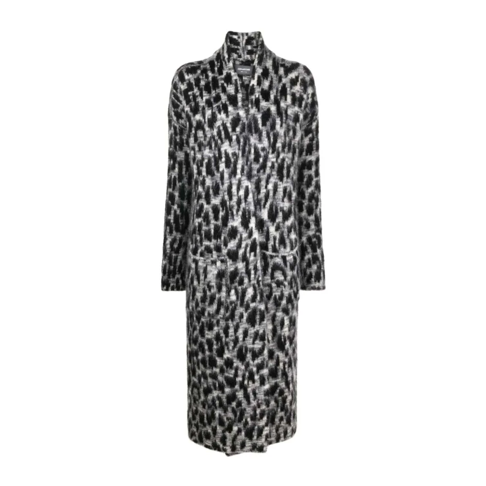 Zadig & Voltaire Leopard Print Mohair Cardigan Coat Black Dames