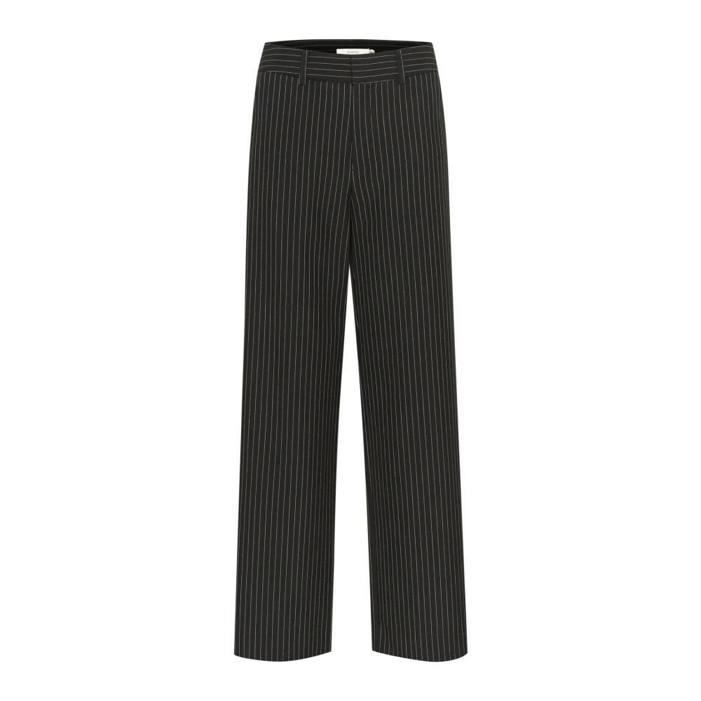 Gestuz Women's Black Straight Trousers,, Pinstripe Straight-Leg Trousers Extra Small