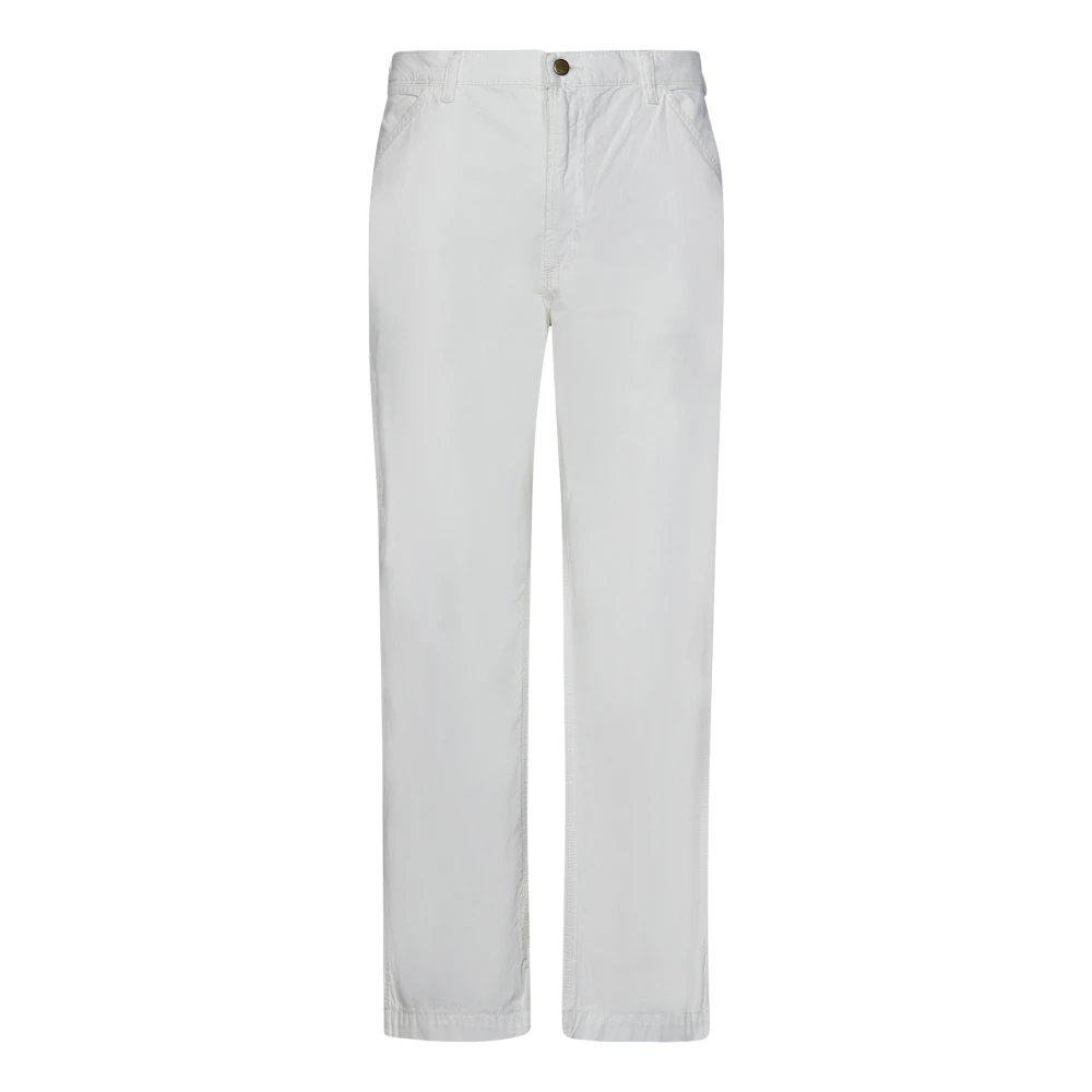 Hvite Jeans med Logo Label og Brede Ben