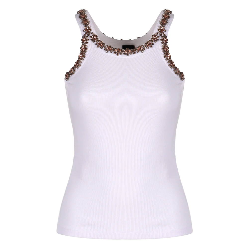 pinko Steen versierde katoenen tanktop White Dames