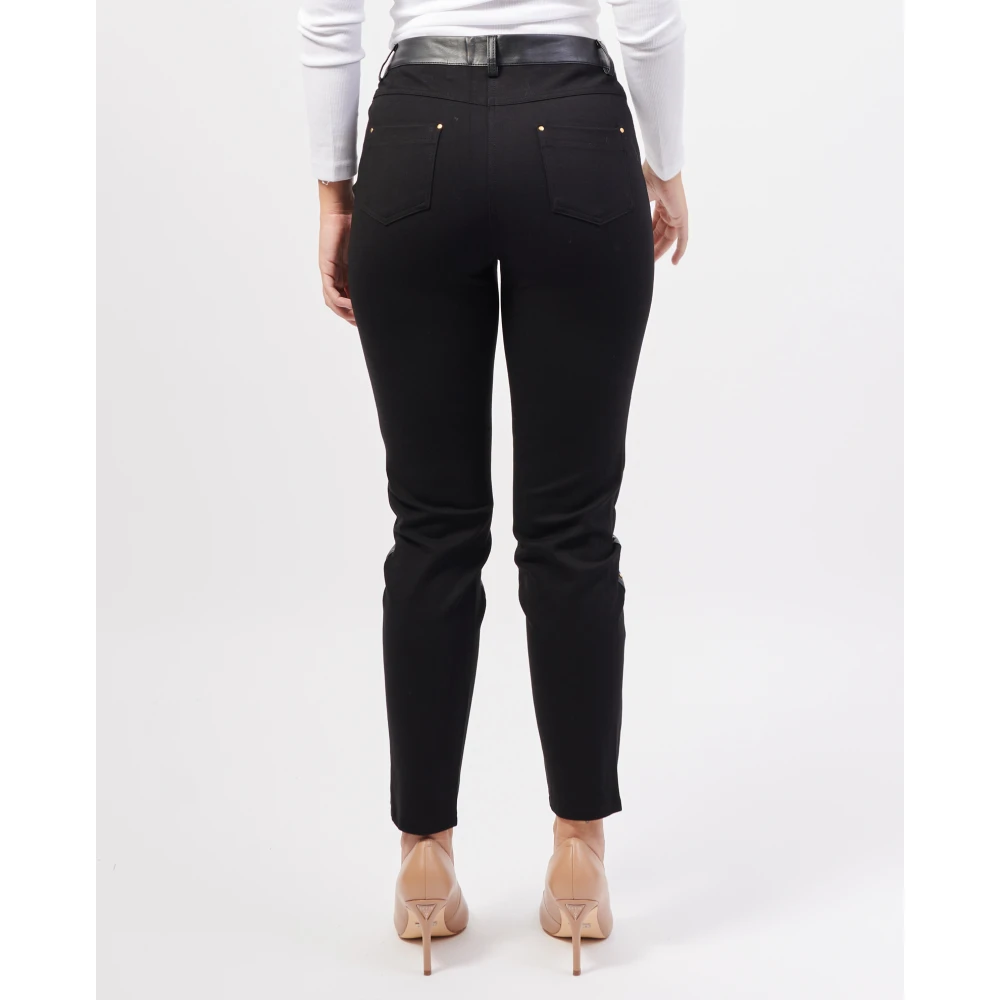 Gaudi Zwarte Broek met Details van Kunstleer Black Dames