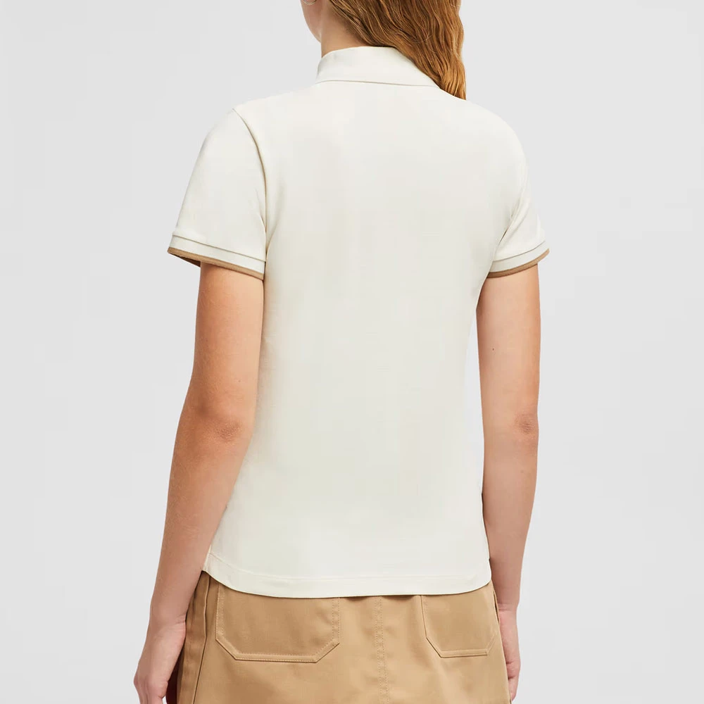 Moncler Logo Patch Piquet Polo White Dames
