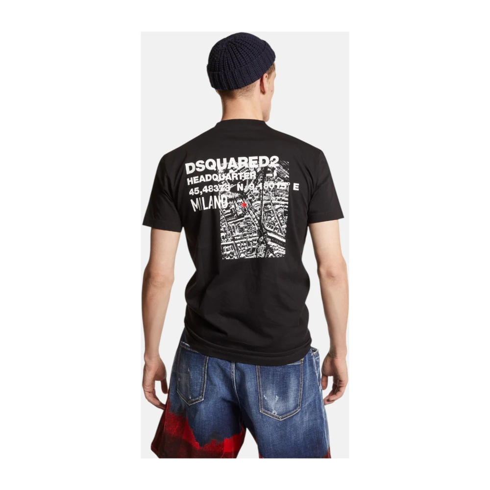 Dsquared2 Milan Print Katoenen T-shirt Black Heren