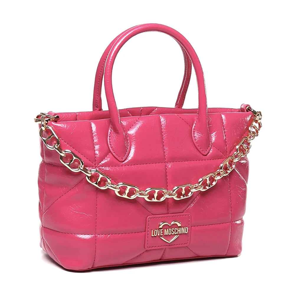 Love Moschino Gewatteerde Magenta Handtas met Kettingen Pink Dames