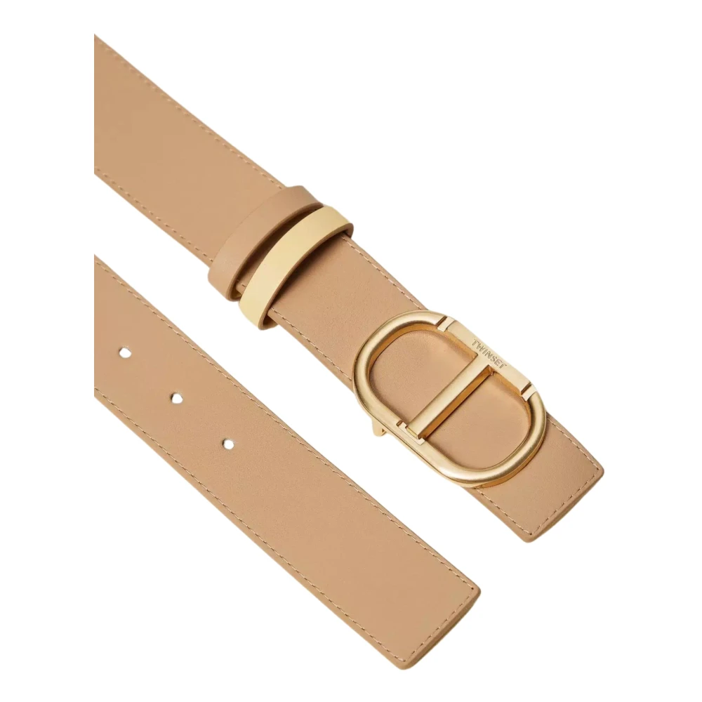 Twinset Omkeerbare lage taille leren riem Beige Dames