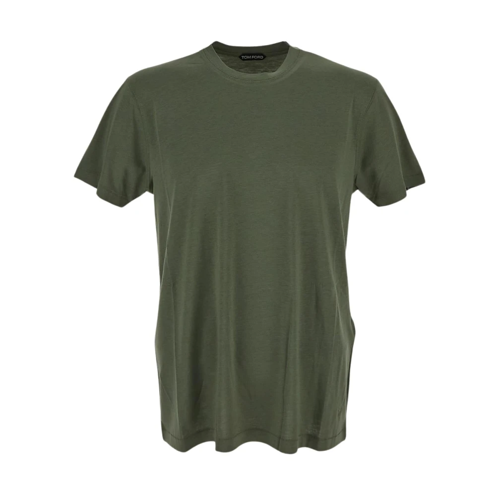 Tom Ford Crewneck T-Shirt van katoen en lyocell Green Heren