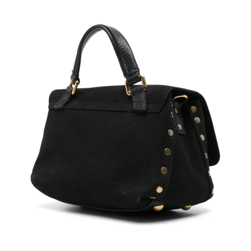 Zanellato Zwart Nubuck Leren Twist-Lock Tas Black Dames