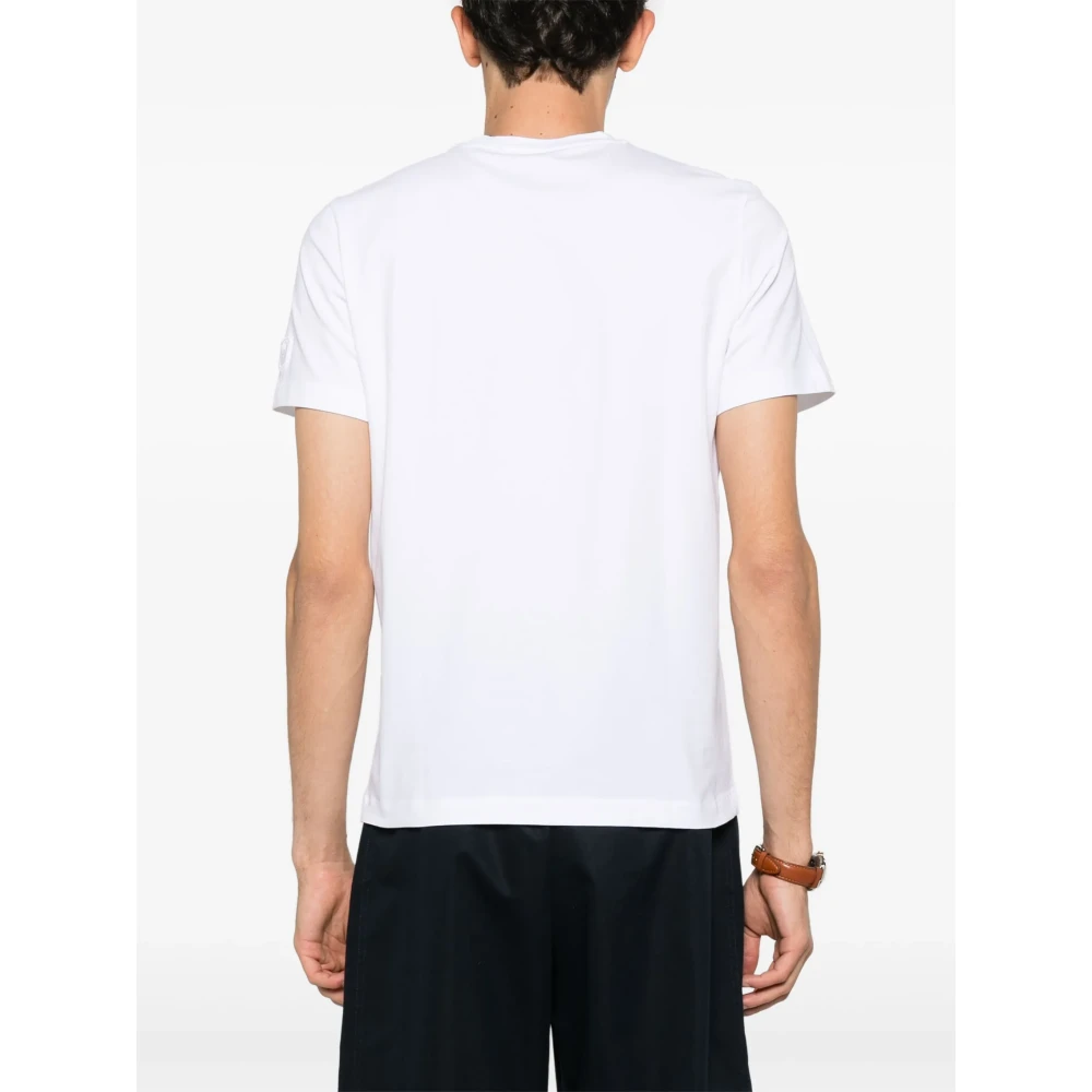 Corneliani Stretch Katoen Logo T-Shirt White Heren