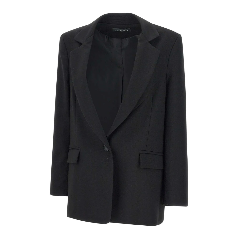 Kaos Zwarte blazer met revers en uitsparingen Black Dames