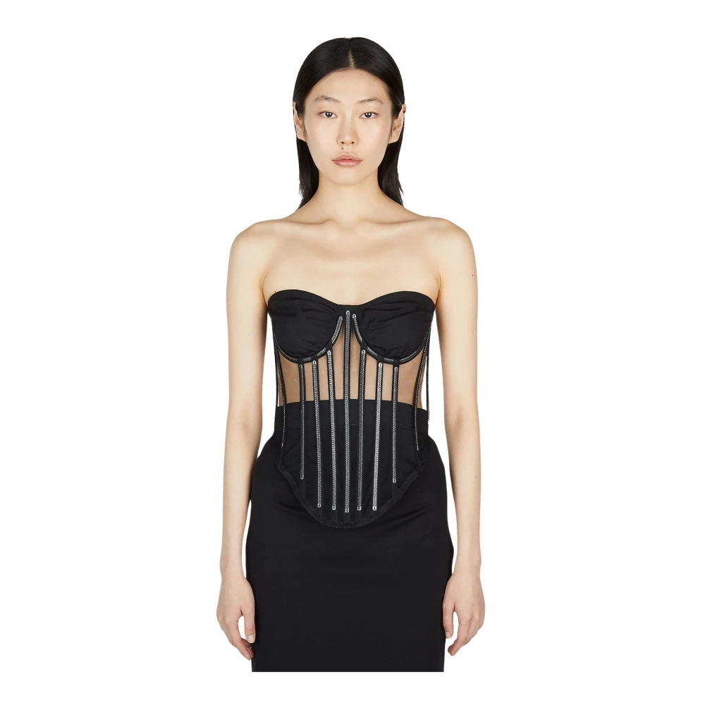 Dolce & Gabbana Vrouw Zwart Tops Dames, M, Polyester, Kim Corset Top Met Versieringen