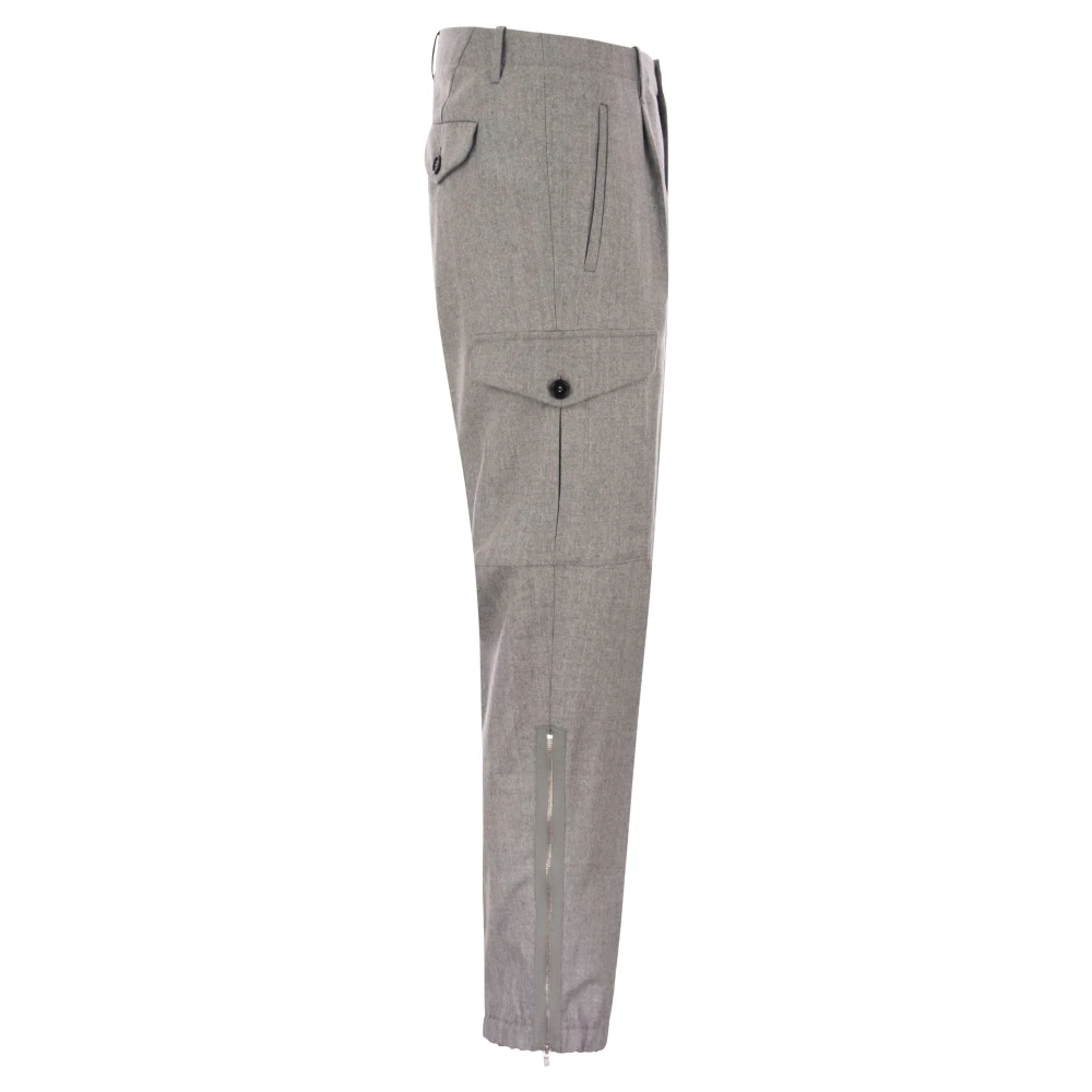 BRUNELLO CUCINELLI Dynamische Virgin Wool Cargo Broek met Onderste Rits Gray Heren